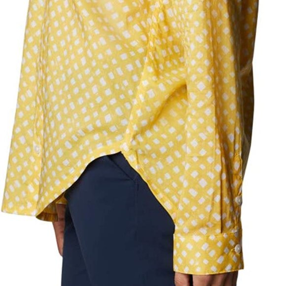 🆕Columbia Women's Slack Water Woven Long Sleeve Shirt, Sun Glow Lattice Print - Picture 3 of 5